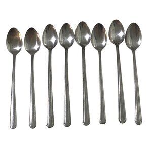 Royal Chicago Stainless Steel China Teaspoon Lot of 8 Art Deco Dining‎ Kitchen